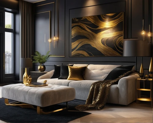 gold wall,gold paint strokes,gold paint stroke,gold lacquer,black and gold,modern decor,gold foil corner,gold leaf,contemporary decor,interior decoration,luxury home interior,gold stucco frame,interior design,ornate room,luxurious,abstract gold embossed,interior decor,guest room,great room,dark blue and gold,Photography,General,Realistic