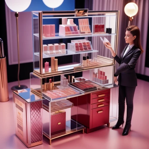 cosmetics counter,women's cosmetics,product display,cosmetic products,cosmetics,vitrine,shoe cabinet,agent provocateur,beauty room,secretary desk,gold bar shop,organization,compartments,sales booth,storage cabinet,confiserie,showcase,boutique,cabinets,place of work women