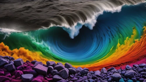 rainbow waves,colorful spiral,colorful water,big wave,geological phenomenon,tidal wave,coral swirl,wave rock,colorful background,wave pattern,ocean waves,japanese wave,rainbow clouds,fluid flow,japanese wave paper,interstellar bow wave,japanese waves,water waves,vortex,background colorful,Photography,General,Fantasy