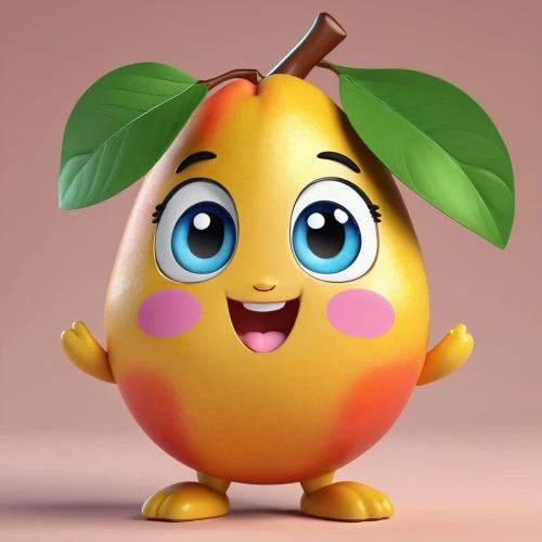 mango,cute cartoon character,nannyberry,guava,valencia orange,knuffig,peaches,ananas,soy egg,pubg mascot,peach,mascot,eyup,yo-kai,potato character,yellow peach,peach palm,egg,surprised,pear,Unique,3D,3D Character