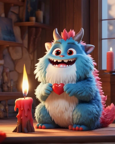 valentine gnome,valentine candle,cute cartoon character,candle wick,stitch,a candle,candle,candlemaker,krampus,olaf,burning candle,yeti,knuffig,fluffy diary,warm and cozy,st valentin,fireside,warm heart,birthday candle,snowcone,Unique,3D,3D Character