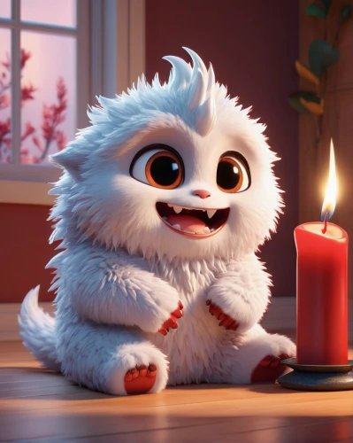 candle wick,cute cartoon character,a candle,olaf,cj7,snowball,valentine candle,candle,burning candle,knuffig,fragrant snowball,pomeranian,valentine gnome,christmas candle,candlelight,candle light,fluffy diary,marshmallow,light a candle,yeti,Unique,3D,3D Character