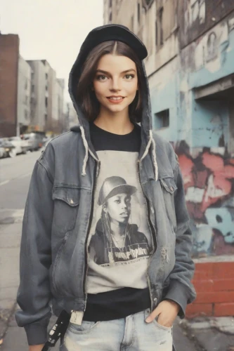 girl in t-shirt,photos on clothes line,young model istanbul,street fashion,pictures on clothes line,isolated t-shirt,women fashion,brooklyn,hip-hop,photo session in torn clothes,vintage clothing,sweatshirt,women clothes,hip hop,long-sleeved t-shirt,girl in a historic way,advertising clothes,bronx,menswear for women,female model,Photography,Polaroid