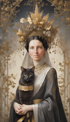 gothic portrait,crow queen,victorian lady,napoleon cat,queen anne,cat sparrow,cat portrait,cat european,portrait of christi,mary-gold,queen of the night,the prophet mary,joan of arc,imperial crown,monarchy,priestess,cepora judith,imperial coat,fantasy portrait,emperor