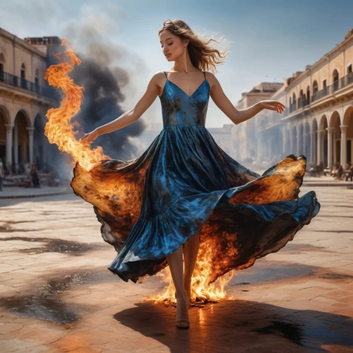 fire dancer,fire dance,dancing flames,firedancer,fire artist,fire-eater,fire eater,flame spirit,photo manipulation,fire angel,photoshop manipulation,flame of fire,the conflagration,burning man,digital compositing,combustion,afire,conflagration,girl in a historic way,blue enchantress,Photography,General,Natural