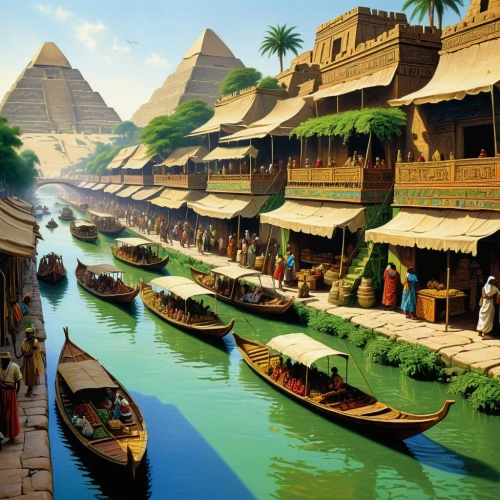 nile river,ancient egypt,egypt,aswan,river nile,ancient egyptian,giza,the cairo,nile,cairo,dubai creek,ancient city,floating market,epcot center,egyptian,boat landscape,lily of the nile,canoes,world digital painting,maya civilization,Conceptual Art,Daily,Daily 09