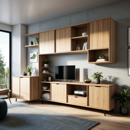 tv cabinet,danish furniture,modern room,entertainment center,modern decor,modern style,sideboard,modern living room,scandinavian style,livingroom,living room modern tv,apartment,interior modern design,contemporary decor,shared apartment,smart home,furniture,an apartment,room divider,cabinetry,Photography,General,Realistic