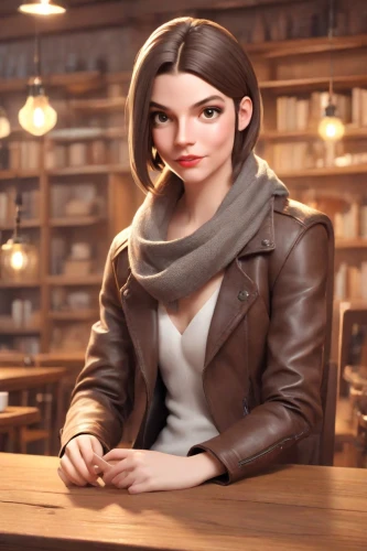 librarian,blur office background,barista,businesswoman,business woman,wood background,coffee background,woman at cafe,business girl,wooden background,secretary,portrait background,3d model,spy,office worker,girl studying,leather texture,action-adventure game,visual effect lighting,3d rendered,Digital Art,3D
