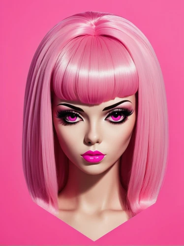 doll's facial features,pink lady,barbie doll,barbie,artificial hair integrations,pink beauty,cosmetic,fringed pink,hot pink,pink vector,color pink,natural pink,female doll,realdoll,doll head,pinkladies,pink background,pink diamond,doll's head,fashion doll,Illustration,American Style,American Style 10