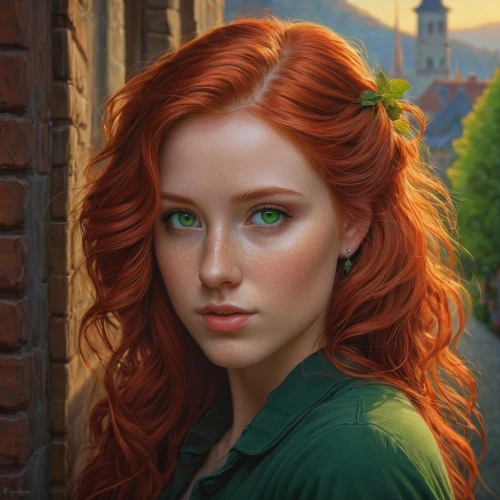 fantasy portrait,romantic portrait,red-haired,girl portrait,merida,redheads,portrait of a girl,digital painting,red head,world digital painting,redhair,portrait background,redhead,clary,young woman,redheaded,mystical portrait of a girl,woman portrait,redhead doll,artist portrait,Illustration,Realistic Fantasy,Realistic Fantasy 27