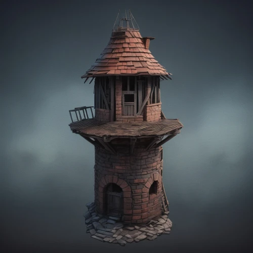 lookout tower,pigeon house,watchtower,dovecote,bird house,birdhouse,bird tower,animal tower,fairy chimney,watertower,blockhouse,water tower,syringe house,miniature house,chimney,witch's house,lifeguard tower,observation tower,fire tower,turret,Conceptual Art,Fantasy,Fantasy 01