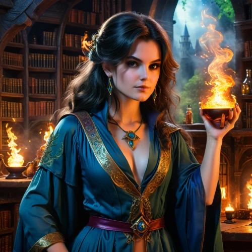 sorceress,librarian,fantasy picture,fantasy portrait,princess sofia,the enchantress,fantasy woman,fantasy art,smouldering torches,emile vernon,fire angel,fire master,fire artist,candlemaker,enchanting,priestess,fire background,fire heart,celebration of witches,fire siren,Photography,General,Fantasy