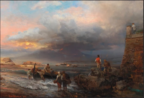 andreas achenbach,coastal landscape,landscape with sea,sea landscape,fishermen,man at the sea,joseph turner,breakwater,the old breakwater,constable,el mar,breakwaters,man and horses,pilgrims,cliff coast,cape dutch,nubble,seafaring,dutch landscape,rocky coast