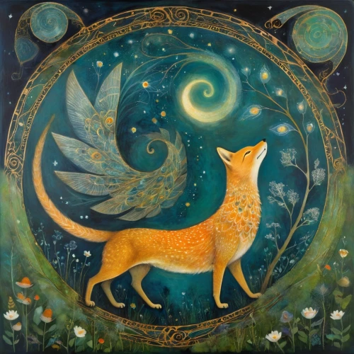 garden-fox tail,fox and hare,constellation wolf,a fox,kitsune,fox,howling wolf,anahata,kelpie,zodiac sign leo,capricorn,the zodiac sign pisces,the zodiac sign taurus,canidae,zodiac,zodiac sign,zodiac sign gemini,capricorn kitz,virgo,child fox,Illustration,Abstract Fantasy,Abstract Fantasy 15