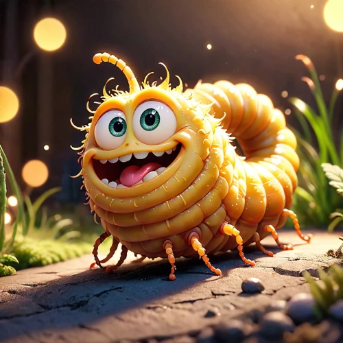 cutworms,glowworm,millipedes,mealworm,waxworm,pellworm,larva,bumble,cute cartoon character,minion,caterpillar gypsy,muckbee,insect ball,worm,caterpillars,knuffig,cinema 4d,maguey worm,fireflies,spore,Anime,Anime,Cartoon