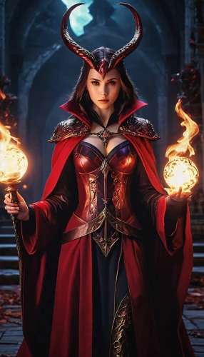 dodge warlock,scarlet witch,magus,magistrate,sorceress,lokportrait,mage,devil,flickering flame,summoner,loki,magic grimoire,sterntaler,spawn,fantasia,vax figure,emperor,fire devil,evil woman,fire siren,Photography,General,Realistic