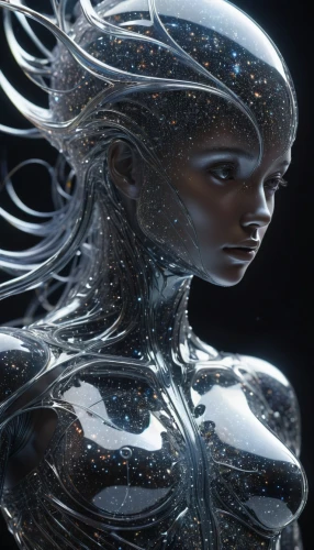humanoid,biomechanical,andromeda,cyborg,ice queen,echo,cybernetics,silvery,silver,the snow queen,eve,sci fiction illustration,cyberspace,the enchantress,sci fi,scifi,fantasy woman,fractalius,dryad,ai,Photography,Artistic Photography,Artistic Photography 11