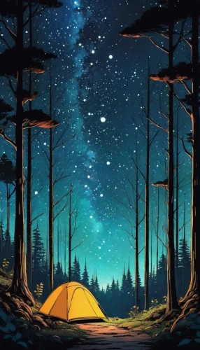 campsite,camping,camping tents,campground,tent camping,tent,camping car,campers,campfire,camping tipi,starry night,tent at woolly hollow,tents,stargazing,campire,hanging stars,night stars,night scene,large tent,campfires,Illustration,Abstract Fantasy,Abstract Fantasy 01