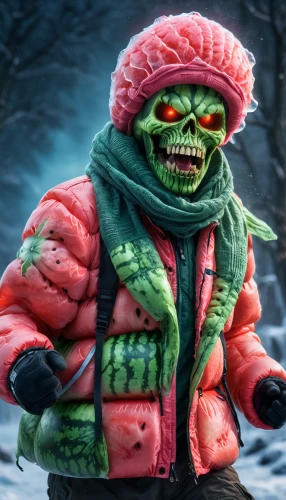ork,grinch,frozen vegetables,angry man,cold weather,cold winter weather,the cold season,the thing,hard winter,freezing,russian winter,goblin,cold,winters,green goblin,angry,winter clothing,winter background,3d render,minion hulk,Photography,General,Fantasy