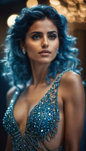 blue enchantress,persian,blue hair,indian celebrity,pooja,neha,jasmine blue,indian bride,indian,social,indian woman,sari,indian girl,kamini,blue dress,kamini kusum,hallia venezia,silver blue,tarhana,ojos azules,Photography,General,Cinematic