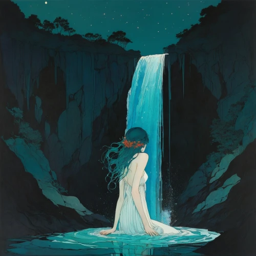 bridal veil fall,water nymph,bridal veil,water-the sword lily,rusalka,water fall,chasm,waterfall,mermaid background,woman at the well,water falls,moonbow,honeymoon,ash falls,rei ayanami,dead bride,watery heart,wasserfall,falls,merfolk,Illustration,Paper based,Paper Based 19