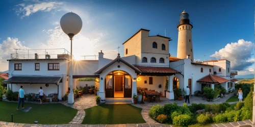 360 ° panorama,houses clipart,greek orthodox,roof domes,holiday villa,romanian orthodox,house insurance,villa,large home,fairy tale castle,iulia hasdeu castle,luxury property,roof landscape,3d rendering,house of prayer,murano lighthouse,house roofs,byzantine architecture,smart home,home landscape,Photography,General,Realistic