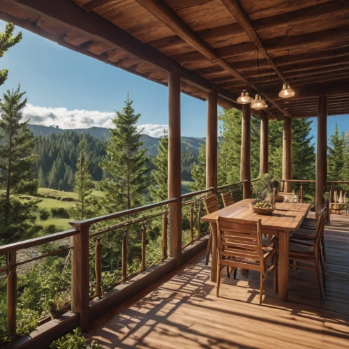 the cabin in the mountains,chalet,tree house hotel,outdoor dining,house in the mountains,alpine restaurant,breakfast room,log cabin,wood deck,log home,outdoor table and chairs,outdoor table,wooden decking,house in mountains,timber house,breakfast table,summer house,mountain hut,british columbia,wooden beams,Photography,General,Realistic