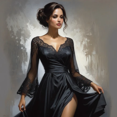 evening dress,nightgown,gothic dress,robe,sheath dress,ball gown,girl in a long dress,black dress with a slit,gown,romantic portrait,dress walk black,a girl in a dress,women's clothing,girl in cloth,day dress,femininity,victorian lady,fashion illustration,lady of the night,wedding gown,Conceptual Art,Fantasy,Fantasy 13