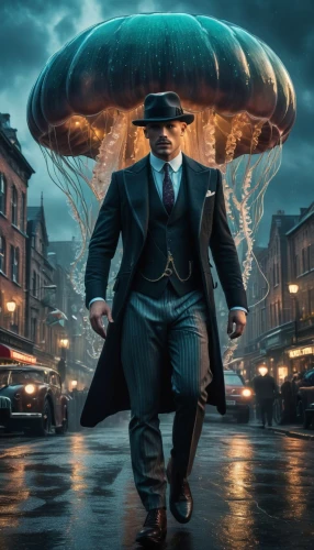 man with umbrella,bowler hat,photoshop manipulation,hatter,sci fiction illustration,photo manipulation,ringmaster,digital compositing,zeppelins,top hat,stovepipe hat,photomanipulation,airships,fedora,steam icon,play escape game live and win,the pandemic,pandemic,image manipulation,atmospheric phenomenon,Photography,General,Fantasy