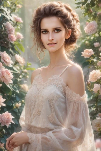 romantic portrait,girl in flowers,romantic look,rose png,flowers png,jessamine,beautiful girl with flowers,peach rose,bridal clothing,natural cosmetic,femininity,flower girl,scent of roses,linden blossom,portrait background,fantasy portrait,flower background,rosa 'the fairy,image manipulation,marguerite,Photography,Realistic