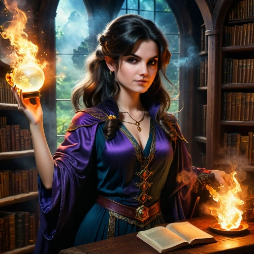 librarian,sorceress,fantasy picture,fantasy portrait,fantasy art,magic grimoire,dodge warlock,candlemaker,magic book,fantasy woman,the enchantress,divination,flickering flame,scholar,mystical portrait of a girl,sci fiction illustration,smouldering torches,mage,priestess,author,Photography,General,Fantasy