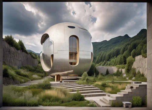 cubic house,mirror house,futuristic architecture,cube house,cube stilt houses,inverted cottage,house in mountains,house in the mountains,dunes house,eco hotel,3d rendering,modern architecture,round house,archidaily,mobile home,modern house,teardrop camper,crooked house,camper van isolated,frame house,Photography,General,Realistic