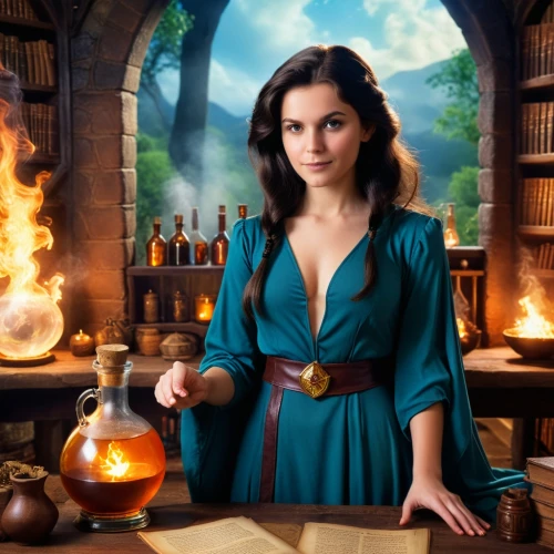 candlemaker,clove,barmaid,clove-clove,apothecary,fantasy picture,potions,sorceress,fairy tale character,digital compositing,celtic woman,catarina,fantasy woman,creating perfume,librarian,the enchantress,tinsmith,fairy tale icons,clockmaker,fantasy portrait,Photography,General,Cinematic