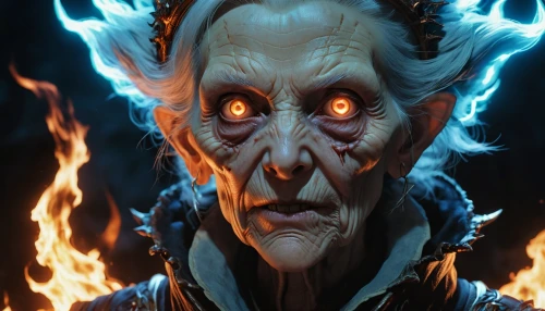 lokportrait,magus,undead warlock,flickering flame,prejmer,dodge warlock,elderly person,fire eyes,evil woman,the wizard,electro,elderly man,old person,shaman,old woman,fire master,eleven,old man,count,fire devil,Photography,General,Realistic