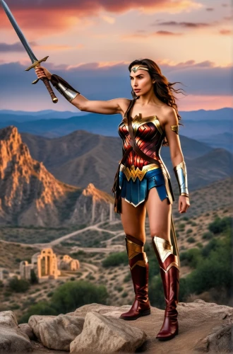 wonder woman city,wonderwoman,wonder woman,female warrior,warrior woman,super heroine,goddess of justice,super woman,fantasy woman,lasso,strong woman,digital compositing,figure of justice,wonder,woman strong,strong women,heroic fantasy,woman power,superhero background,biblical narrative characters,Photography,General,Realistic