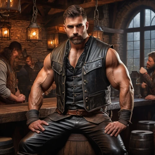 blacksmith,bartender,thorin,male character,male elf,leather texture,grog,hercules,brawny,barman,steampunk,haighlander,drover,black russian,moulder,barmaid,manly,leather,bodie,muscle icon,Photography,General,Fantasy