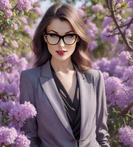 lilacs,california lilac,with glasses,lilac blossom,purple lilac,floral background,lilac,lilac branch,common lilac,mauve,business woman,beautiful girl with flowers,lilac branches,lilac flowers,floral,librarian,smart look,spring background,purple frame,butterfly lilac,Photography,Realistic