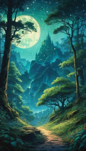 fantasy landscape,fantasy picture,elven forest,forest landscape,forest of dreams,fantasy art,druid grove,enchanted forest,fairy forest,mushroom landscape,forest background,fairytale forest,landscape background,the mystical path,green forest,cartoon video game background,forest glade,3d fantasy,fairy world,lunar landscape,Conceptual Art,Fantasy,Fantasy 05