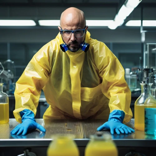 breaking bad,hazmat suit,protective suit,chemical disaster exercise,fluoroethane,chemical laboratory,latex gloves,chemical engineer,sulfuric acid,personal protective equipment,the sheet bond,forensic science,creating perfume,lab,protective clothing,reagents,toxic products,biological hazards,microbiologist,citric acid,Photography,General,Realistic