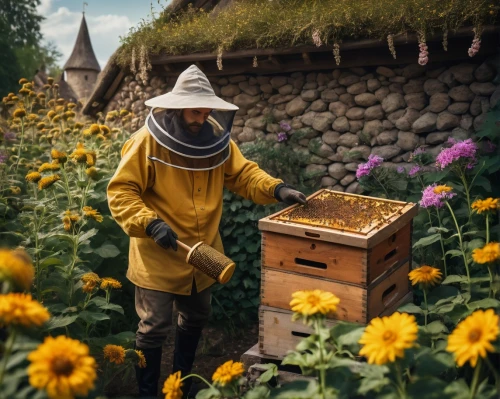 beekeeping,beekeeper,beekeepers,bee farm,bee keeping,apiary,bee-keeping,beekeeper plant,beekeeping smoker,beekeeper's smoker,beehives,picking flowers,bee hive,beeswax,bee colonies,bee house,bees,honeybees,honey bee home,pollinate,Photography,General,Fantasy