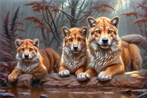 male lions,lions couple,lionesses,lion children,forest king lion,two lion,woodland animals,lions,forest animals,fall animals,big cats,landseer,lion with cub,canidae,two wolves,guards of the canyon,oil painting,oil painting on canvas,tervuren,tigers