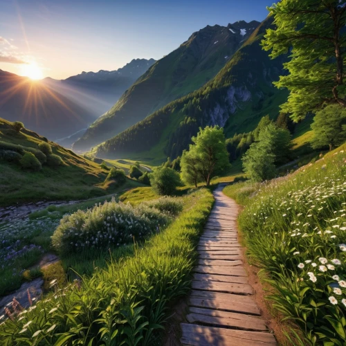 hiking path,berchtesgaden national park,southeast switzerland,canton of glarus,the valley of flowers,eastern switzerland,pathway,the mystical path,alpine route,austria,carpathians,swiss alps,alpine meadow,bernese alps,aaa,bernese oberland,switzerland,the alps,switzerland chf,alps,Photography,General,Realistic