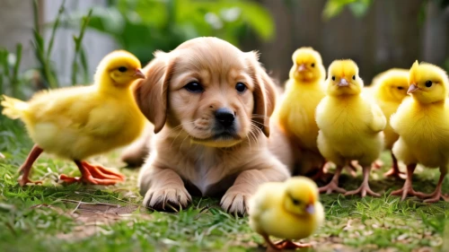 duckling,baby chicks,ducklings,puppy quail,herding dog,duck cub,herd protection dog,cute animals,golden retriver,young duck duckling,duck meet,golden retriever puppy,chicks,nova scotia duck tolling retriever,labrador retriever,animal welfare,golden retriever,chicken chicks,poultry,retriever,Photography,General,Natural