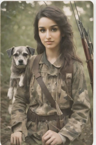 ammo,camo,girl with dog,wag,romanian,ww2,vietnam veteran,katniss,gi,silphie,gun dog,indian dog,georgia,birce akalay,veteran,terrier,hunting dogs,wwii,companion dog,female dog,Photography,Polaroid