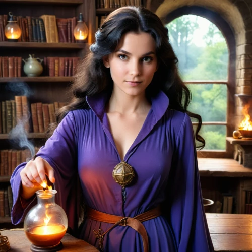 candlemaker,sorceress,librarian,potions,candle wick,tealights,potion,candlelight,la violetta,the witch,flickering flame,the enchantress,divination,apothecary,candlelights,creating perfume,fantasy woman,viola,a candle,vanessa (butterfly),Photography,General,Cinematic