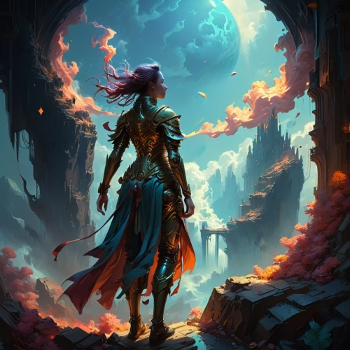 the wanderer,wanderer,fantasy picture,astral traveler,fantasia,fantasy portrait,fantasy art,adventurer,cg artwork,nebula guardian,sentinel,world digital painting,hall of the fallen,sci fiction illustration,fantasy landscape,wander,coral guardian,druid grove,descent,blue enchantress,Conceptual Art,Fantasy,Fantasy 01