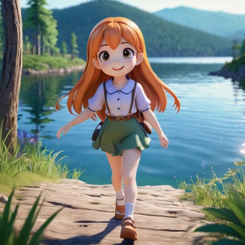 honoka,tsumugi kotobuki k-on,hinata,perched on a log,nora,nami,forest background,kinara,forest clover,in the forest,ashitaba,hiyayakko,summer day,maya,hokkaido,country dress,mikuru asahina,nemo,alibaba,forest walk,Unique,3D,3D Character