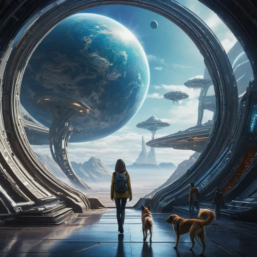 futuristic landscape,sci fiction illustration,scifi,sci fi,alien world,sci-fi,sci - fi,sky space concept,space art,alien planet,science fiction,lost in space,exploration,travelers,science-fiction,space port,dream world,boy and dog,cosmos,imax,Photography,General,Natural