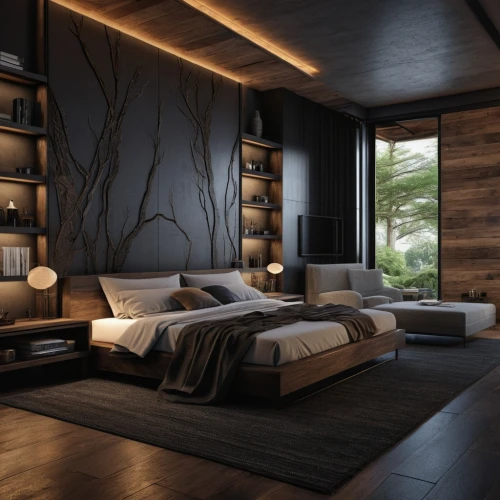 modern room,sleeping room,modern decor,interior modern design,modern living room,contemporary decor,room divider,interior design,great room,3d rendering,bedroom,loft,luxury home interior,livingroom,canopy bed,wooden wall,render,living room,guest room,interior decoration,Photography,General,Realistic