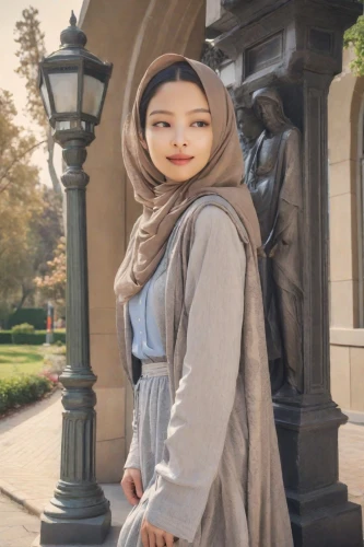 girl in a historic way,hijaber,hijab,islamic girl,asian woman,hanbok,muslim woman,babushka doll,azerbaijan azn,arabian,iranian,oriental girl,mandu,muslim background,arab,female doll,vietnamese woman,eurasian,isfahan city,pregnant statue,Photography,Realistic